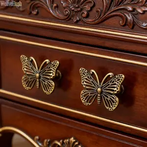 Cabinet Drawer Pull Handles | Trending 6Pcs Vintage Hollow Out Carved Butterfly Pull Knobs, Decorative Hardware Accessories, Multipurpose Retro Handle For DIY Craft, Jewelry Box, Wardrobe Drawer Upgrade & Vintage Home Decoration Projects