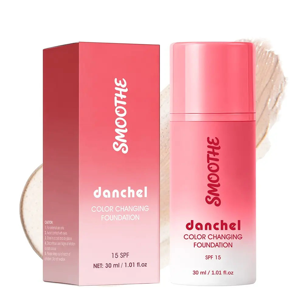 Color-Changing Foundation Liquid, Natural Lightweight Breathable Spf15 UV, Long-Lasting 16 Hours, Flawless Makeup, Perfect for All Skin Types