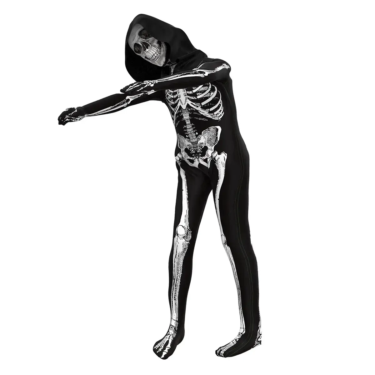 Unisex Jumpsuit for adult - Scary Black and White Halloween Jumpsuit Costume compatible for cos like Skeleton
