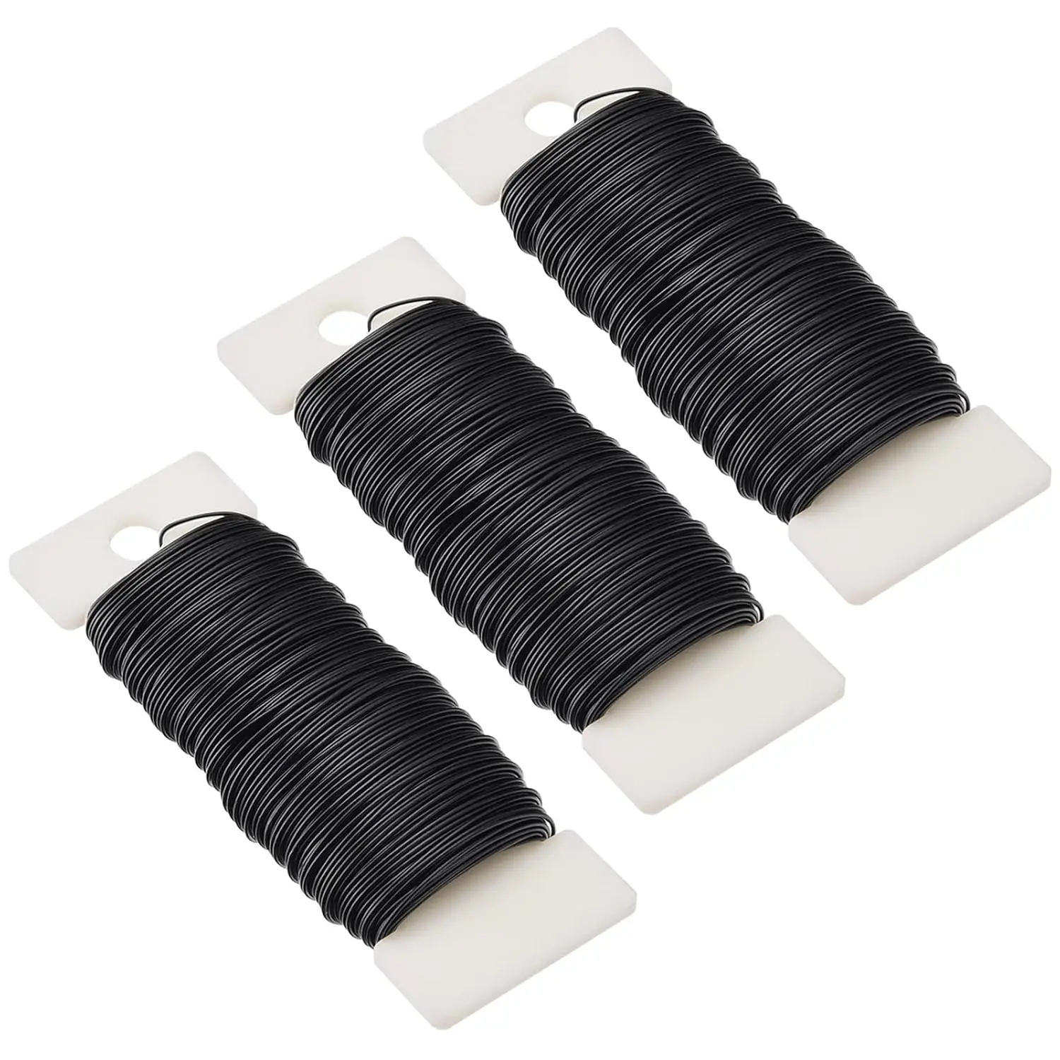 22 Gauge Floral Flexible Paddle Wire for Christmas Wreath Tree, Flower Arrangements, 3 Pack 114 Yards (Black)