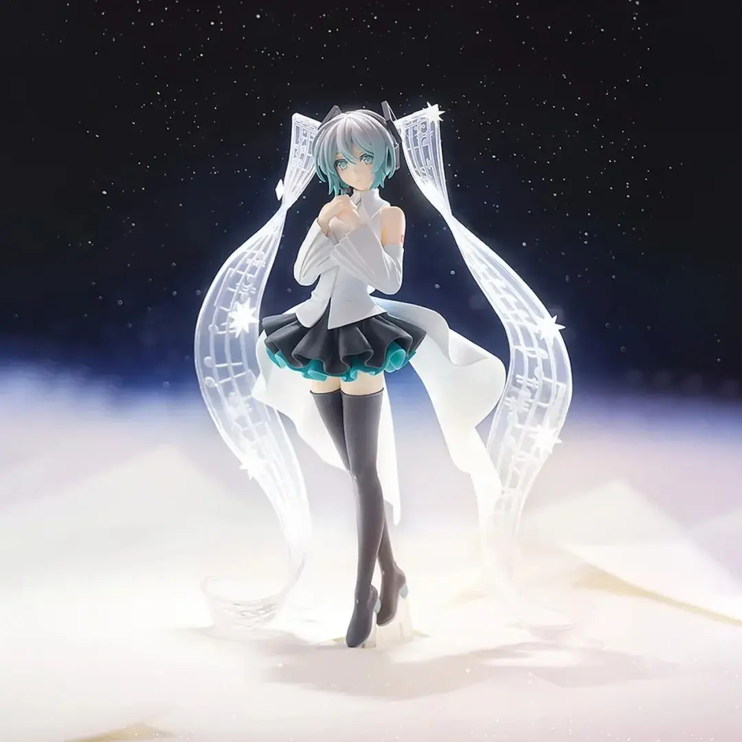 Hatsune Miku Symphony Note Figure, 20cm Pure Dress, Base, Desktop Decoration, Anime Girl Collectible Gift