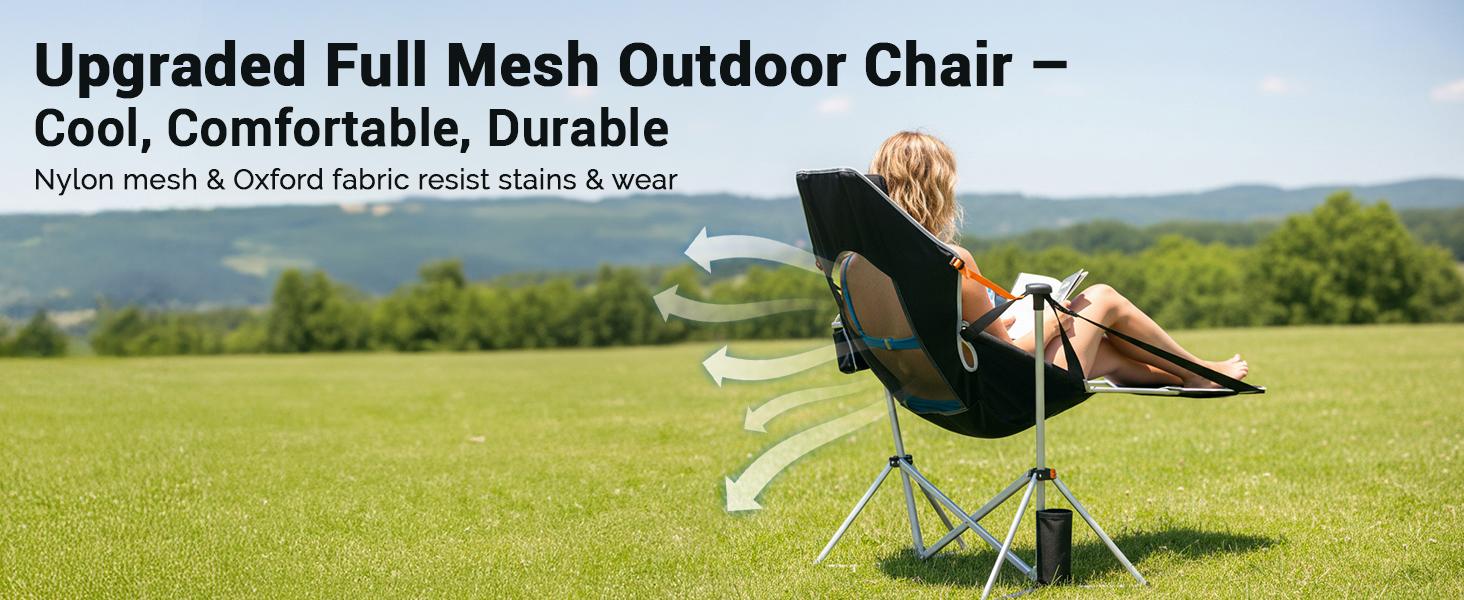 KingCamp Hammock Chair with Footrest – Heavy Duty Swinging Rocking Camping Chairs for Adults up to 400lbs, Folding Portable Oversized Rocker with Cup Holder & Pillow for Outdoor Beach Lawn RV Sports