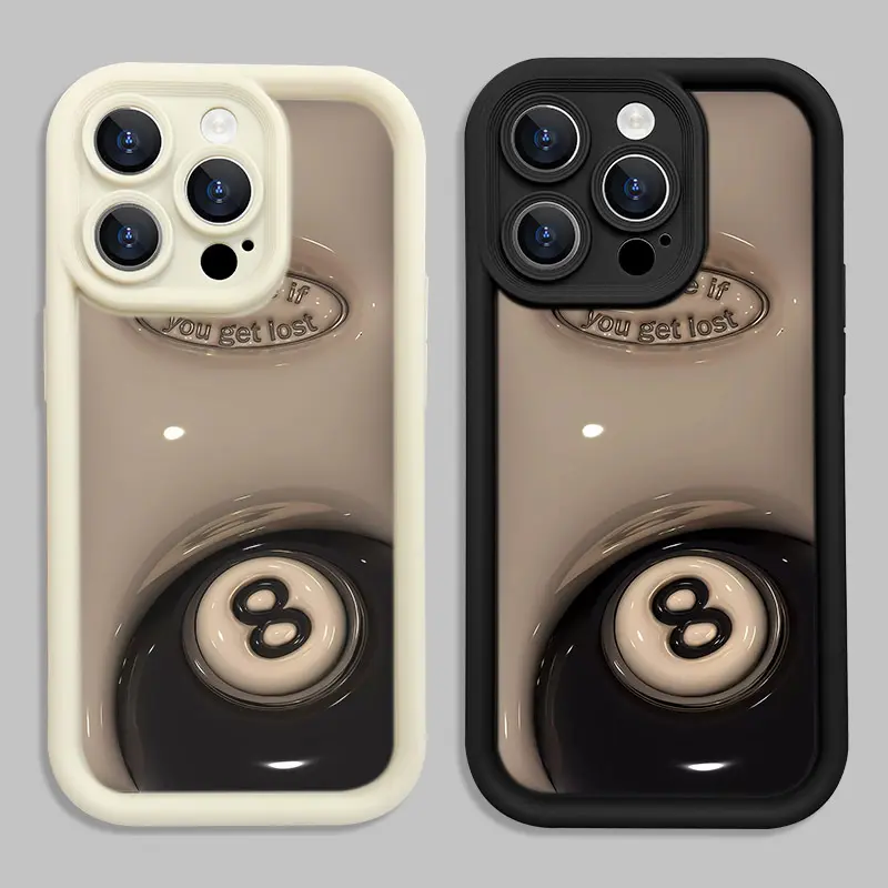 Billiards three-dimensional slogan phone shell B406 for iPhone 16/15/14/13/12/11/Plus/Pro/Pro Max Series - Shockproof Case, Stylish Design
