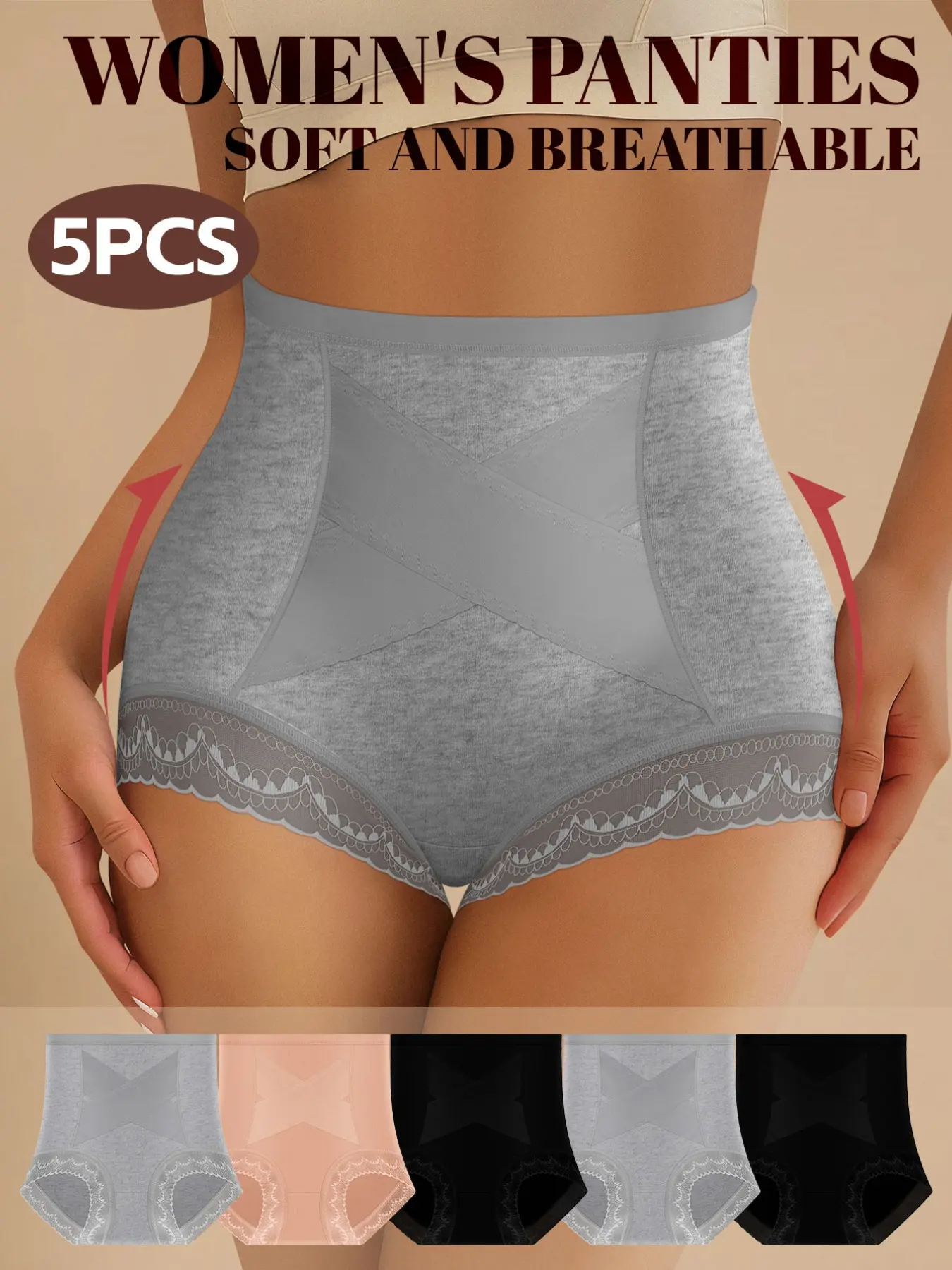 5-Pack Cotton Underwear Set, Sporty Casual Wide Waist Anti-Chafe Trunk, Ideal for Fitness Training, Loose-Fit Plain Design