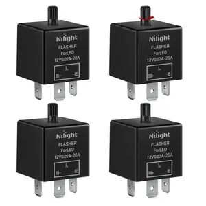 Nilight 4 Pcs Flasher Relay Adjustable 3 Pin CF13 JL-02 Electronic Blinker Relay 12V 150W Fixes Car Turn Signal and Warn Hyper Blink Flash or No Flash for LED and Halogen Bulbs