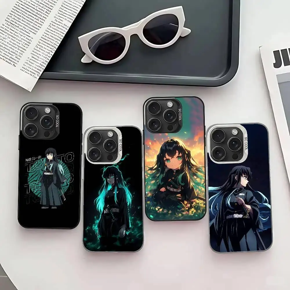 Anime Muichiro Tokito Phone Case Sleek Silver Shockproof Cover For iPhone 11-17 Pro Max/Plus & Samsung Galaxy S23-S25