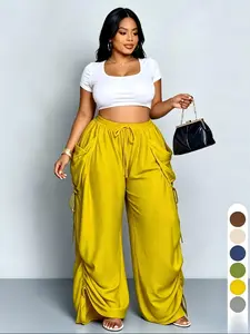 Women's Harem Pants, Casual High-Waisted Cotton Linen, Medium Stretch Thin Drawstring Pockets, Versatile Street Style, Streetwear