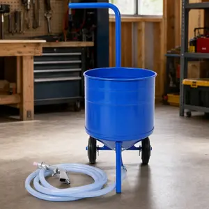 ARCH 50 Lb Portable Siphon Feed Sandblaster Kit Blue Steel Abrasive Blasting Machine with 9.8FT Hose Cast Aluminum Gun 4 Nozzles for Rust Paint Removal Garage Workshop Job Site, Blue Color Options, Steel Material, Product Dimensions: 13.00 W x