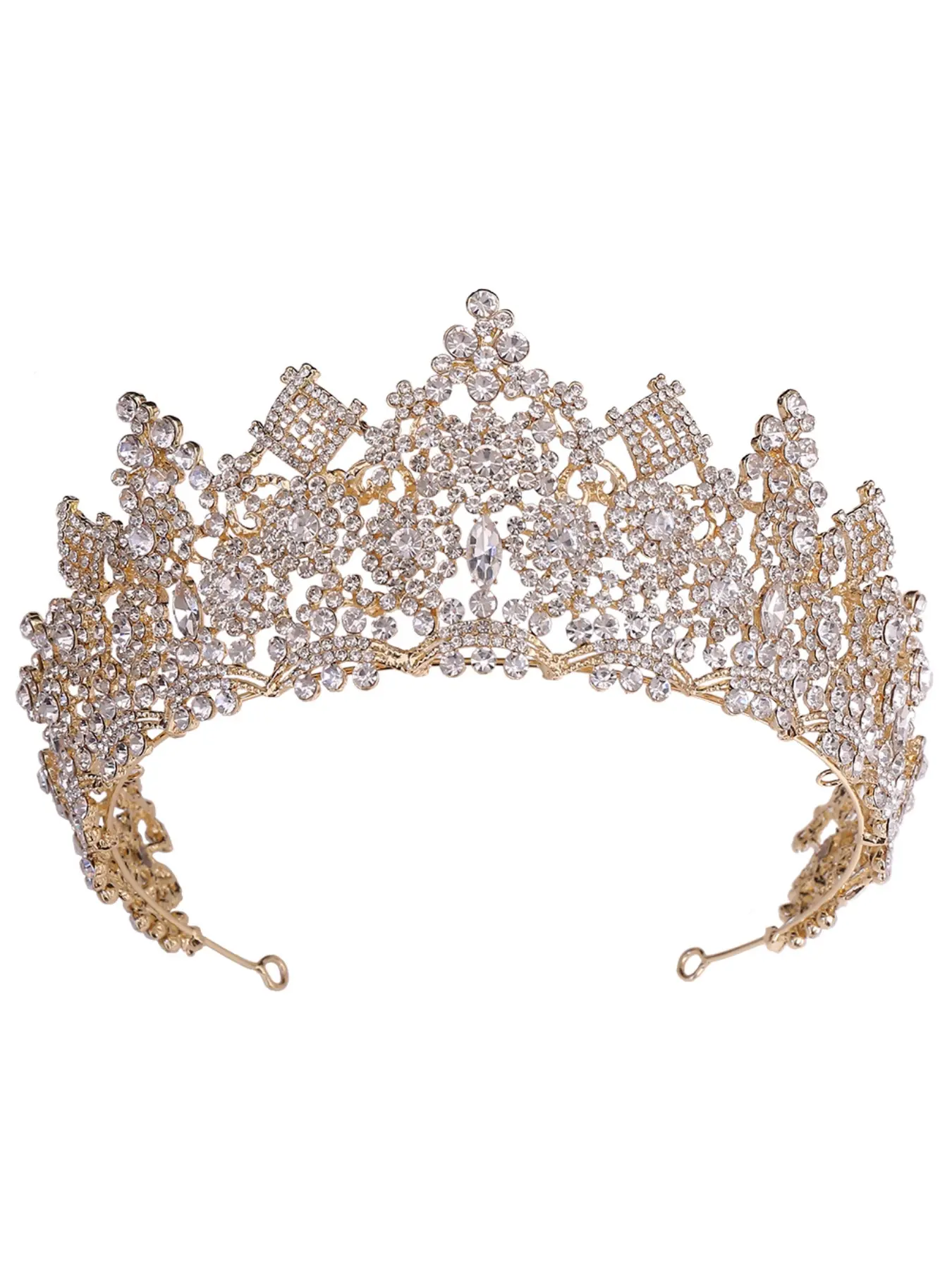 New European-style bride crystal tiara, fully beaded wedding crown headpiece, bridal accessory crown