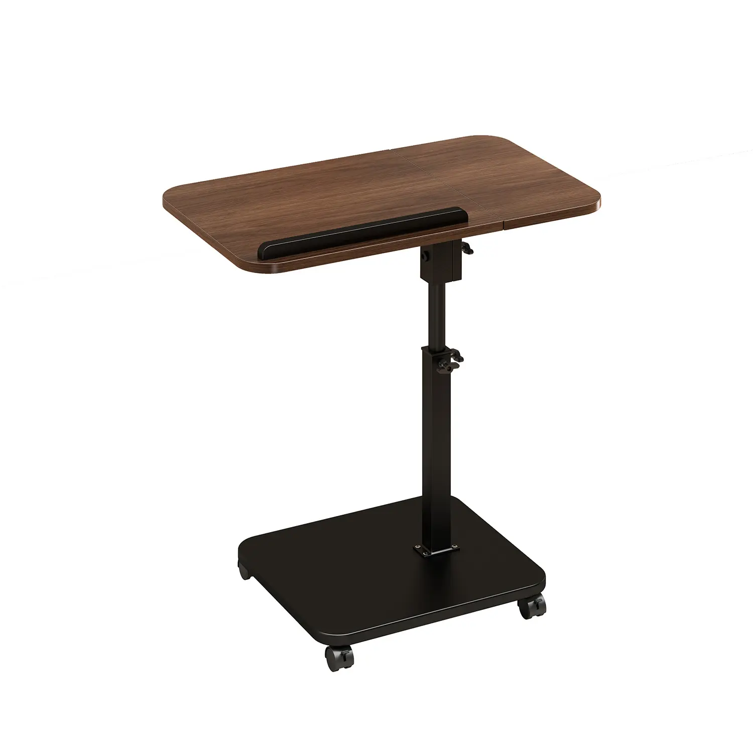 Garvee C-Shaped Rolling Side Table - Adjustable Height, 180° Swivel Turnover-Top, Sofa-Sliding Design, Laptop Desk/TV Tray for Living Room, Natural Wood/Black Finish, Adjust Height