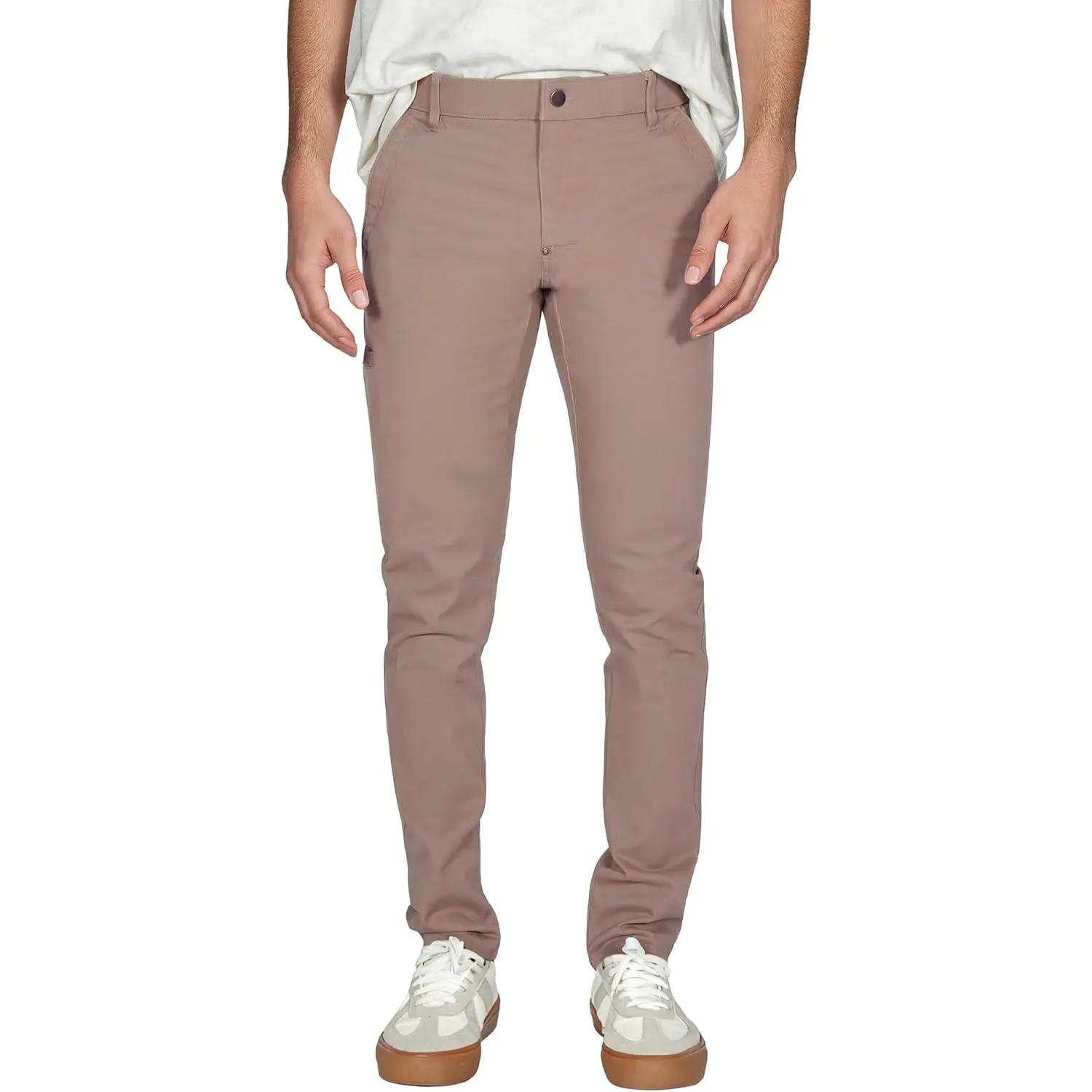 Men's Skinny Fit Chino Pants, Slim Tapered Khaki Pants with Pockets