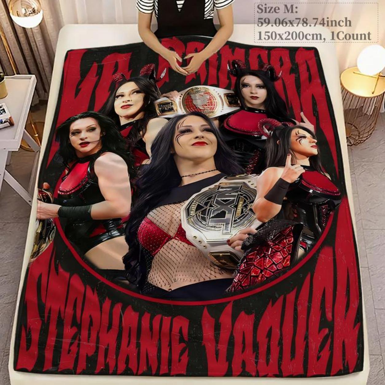 W-WWE, Wrester Star,Stephanie Vaquer La Princesa Wrestling Theme Flannel Blanket, Soft Warm Multi-Scene Use, Christmas Gift For Wrestling Fans,Christmas Gift,New Year Gift, Gift For Kids