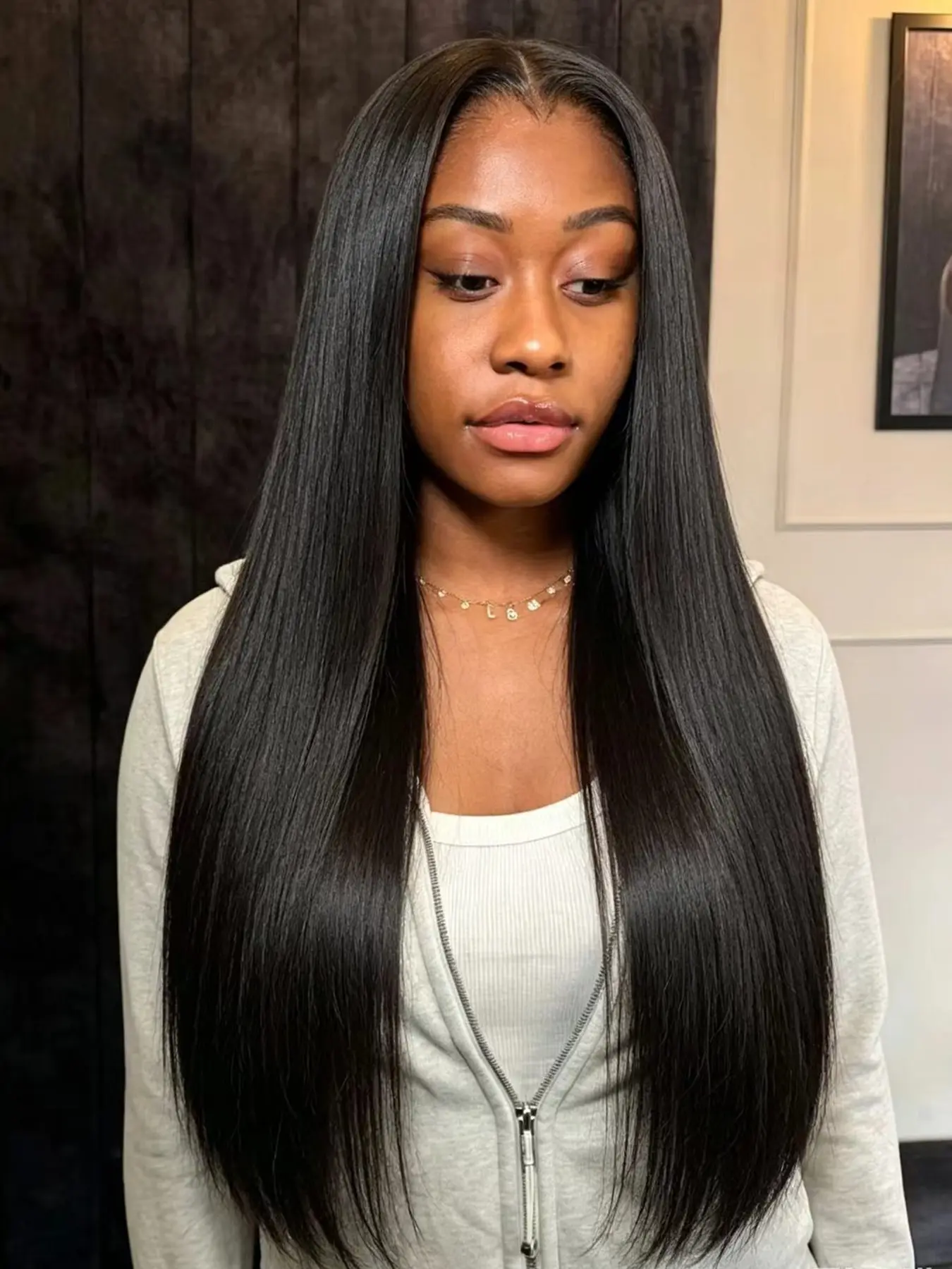 Black Fashion 28inch Straight Hair Synthetic Fiber lace Wig Heat Resistant Beginner Friendly Natural Looking No Glue Glueless Synthetic Wig Easy To Wear Machine Made Synthetic Hair Wig For Women Daily Life Cosplay Party