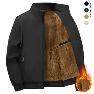 Men's Fleece Lined Thickened Jacket Winter Warmth Coat with Stand Collar, Full Zip，Windproof Outer Shell, Side Pockets, Elastic Cuffs & Hem for a Snug Fit, Ideal for Casual Outings, Outdoor Adventures & Daily Wear，Menswear Tops Long Sleeve
