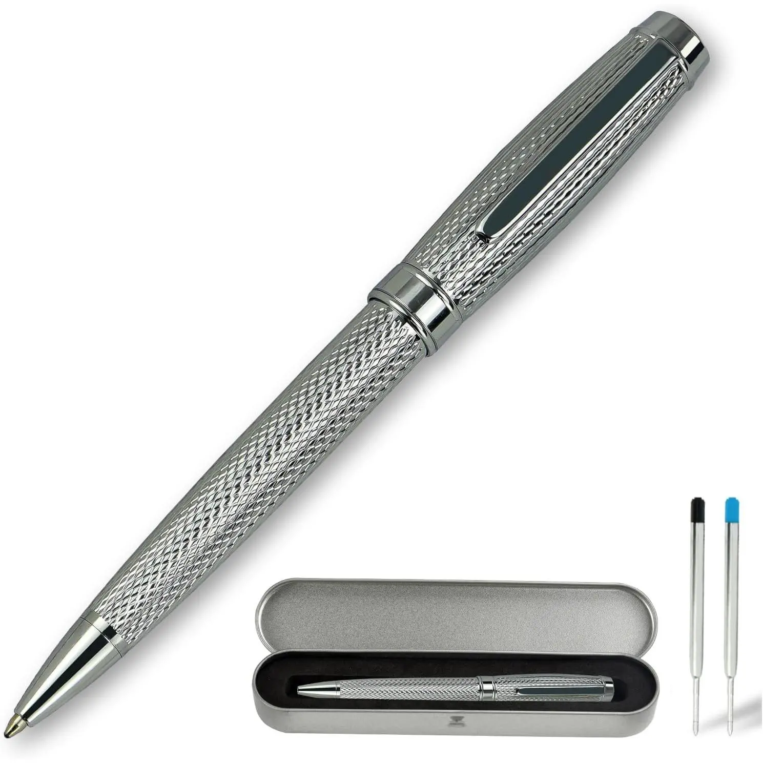 Executive Pen Set for Men, Heavy Duty Retractable Ballpoint Pens with Black & Blue Ink,   Smooth Writing,   Pen for Work Office