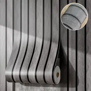 Self-Stick Wood Grain Wallpaper Roll, Decorative Wallpaper, 40cm X 300cm Thick Grid Straight Line Texture, Easy Peel And Stick Modern Home Decor