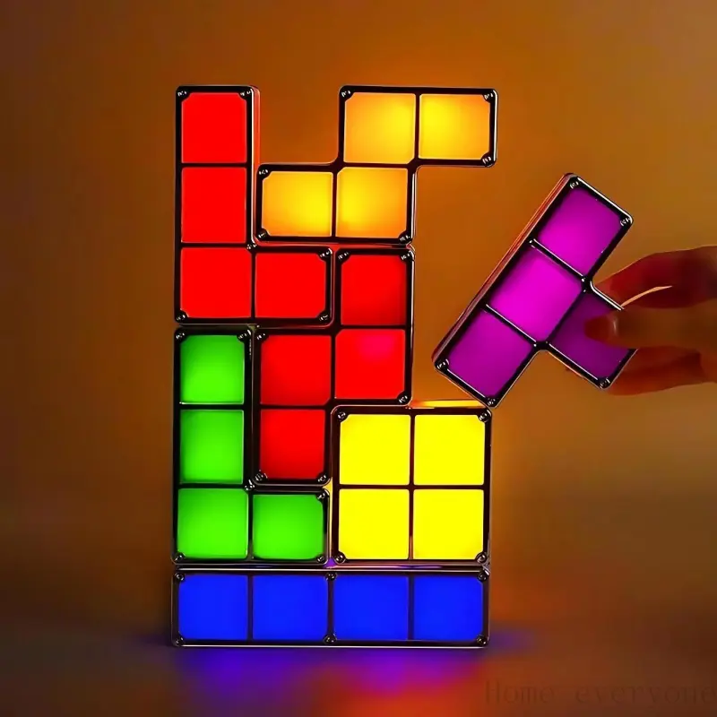 [Hot Selling] 7-Piece Stackable Interlockable 3D Puzzle Magic Blocks Nightlight - Induction Interlocking LED Desk Lamp, High-Brightness LED Beads, 1.3 lbs, 11.8x8.1x1.8 in DIY Indoor Decorates, Gift Pack, Perfect Gift Package for TeensHome eyeryone