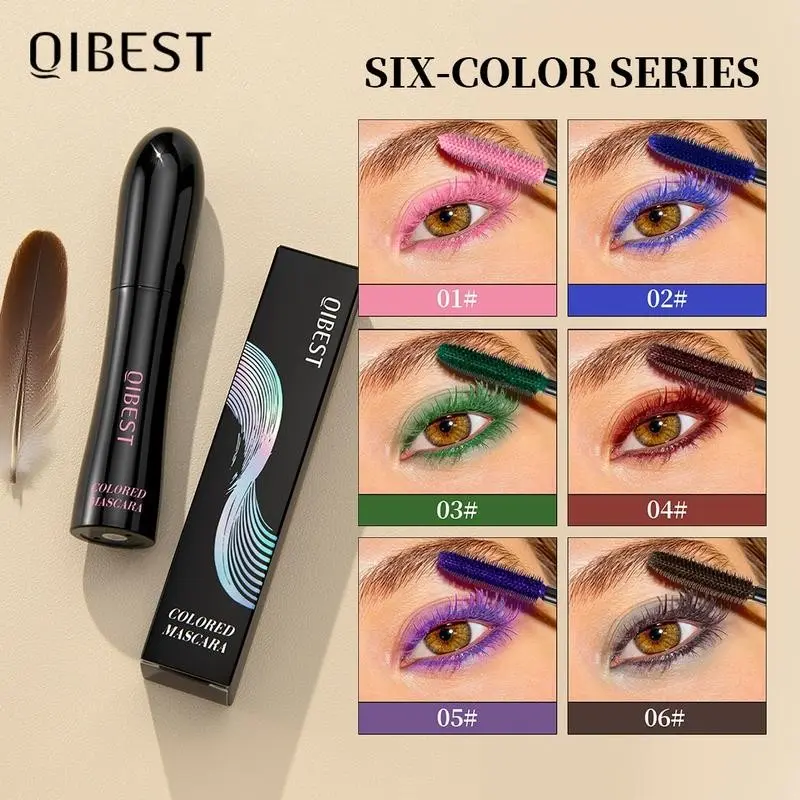 QIBEST Colorful Curling Beauty Colored Mascara Waterproof Fast Drying Eyelashes Extension Multicolor Lashes Makeup Lasting Mascara Styling Tool