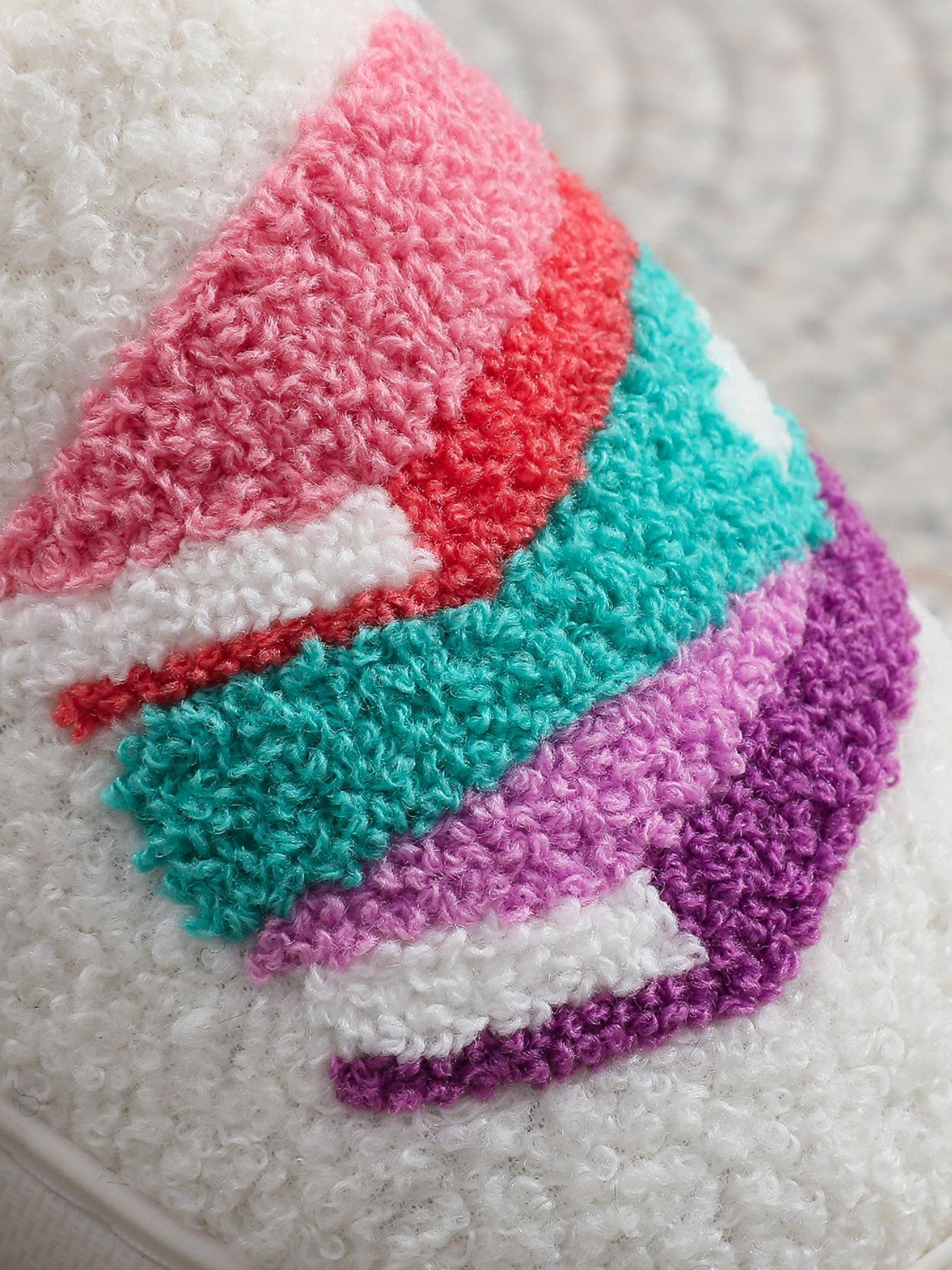 Women's Colorblock Geometric Pattern Slippers, Casual Soft Comfortable Home Slippers, Warm Slippers for Indoor & Outdoor Use for All Seasons, Footwear