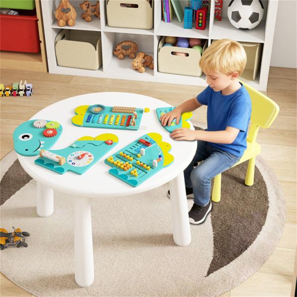 11-in-1 Dinosaur Activity Wall Busy Board Panels-- Wooden Sensory Toy-Green