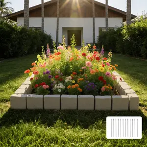VEVOR Faux Stone Landscape Edging, 15.5 ft Kit, No Dig Garden Edging Border, Blocks for Lawn, Flower Beds, Yard, 4 Pack Each Section Has 6 Bricks 46.85"Lx 3.94"Wx 6.1"H, 12 Spikes 4 Corners, Beige