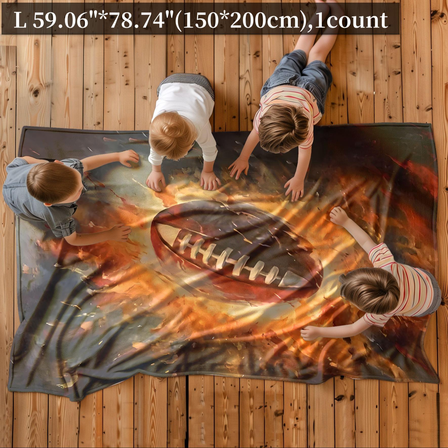 Football Pattern Blanket, Soft Throw Blanket, Air-conditioned Room Blanket, Warm Nap Blanket for Home Office Travel Camping