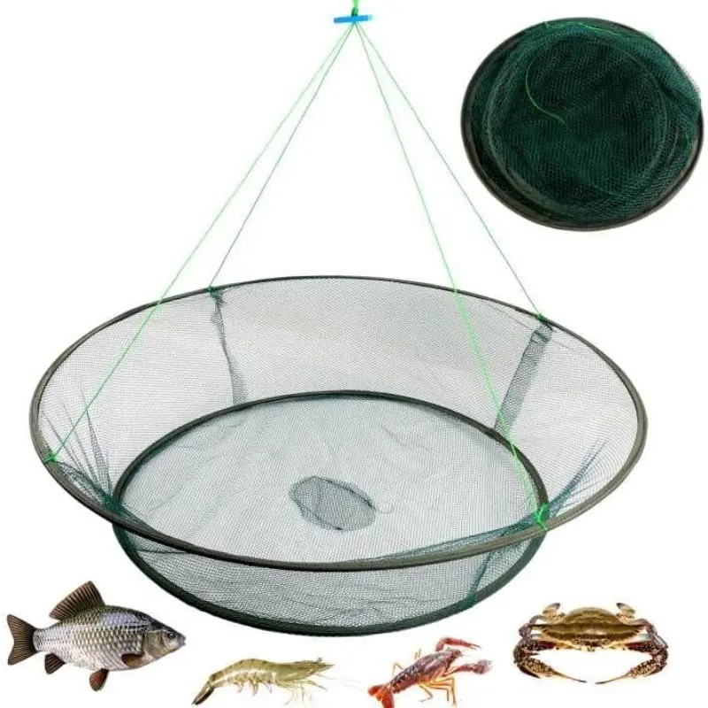 Foldable Fishing Net, Minnow Trap Crab Trap Crab Net, Drop Net for Pier Fishing, Drop Nets for Pulling Up Fish with Rope, Portable Bridge Fishing Nets for Minnows Crawfish Shrimp, Fishing Gear
