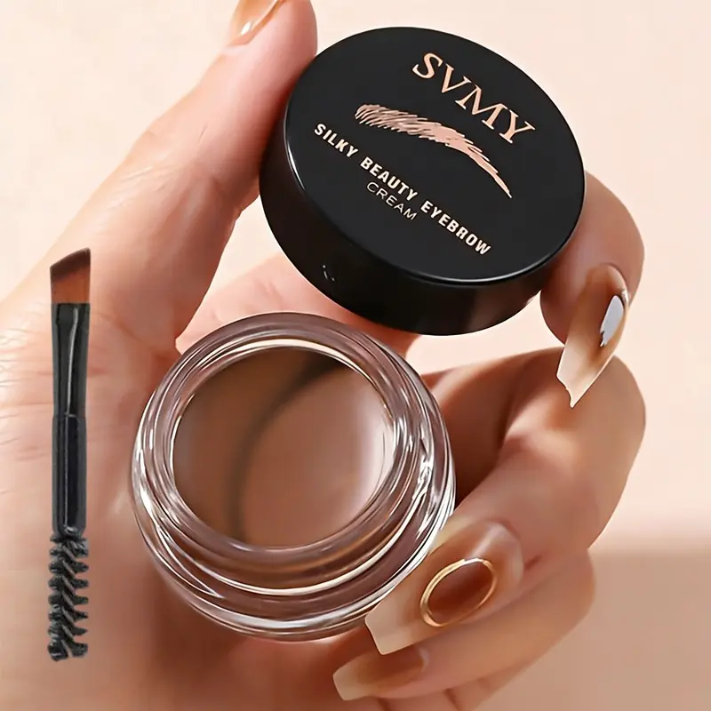 4 Color Options Eyebrow Pomade with Brush, Long-Lasting Waterproof Eyebrow Creams Formula, Natural Dense Wild Brow Look, All-Day Smudge-Free, 1 Piece