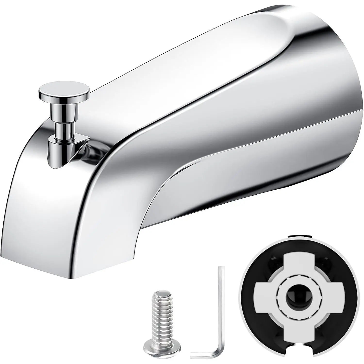 Tub Spout with Pull Down Diverter – Slip-Fit Bathtub Faucet Spout Replacement, 1/2” Copper Pipe Connection, Easy Installation, Universal for Bathroom Shower(Chrome)