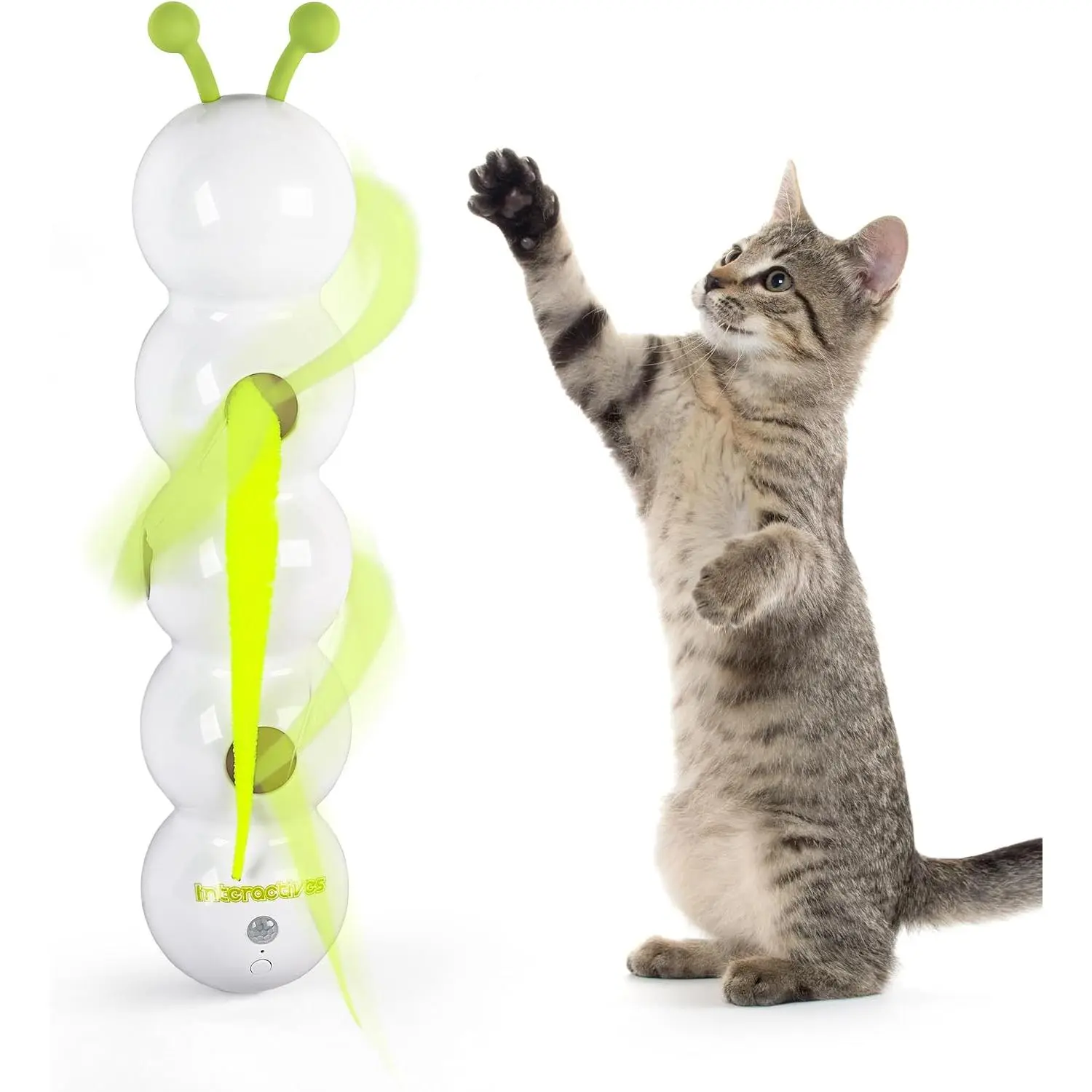 AFP Interactive  , Automatic Furry Tail Teaser  with Motion Sensor, Electric  , USB Rechargeable, Self Play     Indoor Cats, Suction Cup   Play, 1