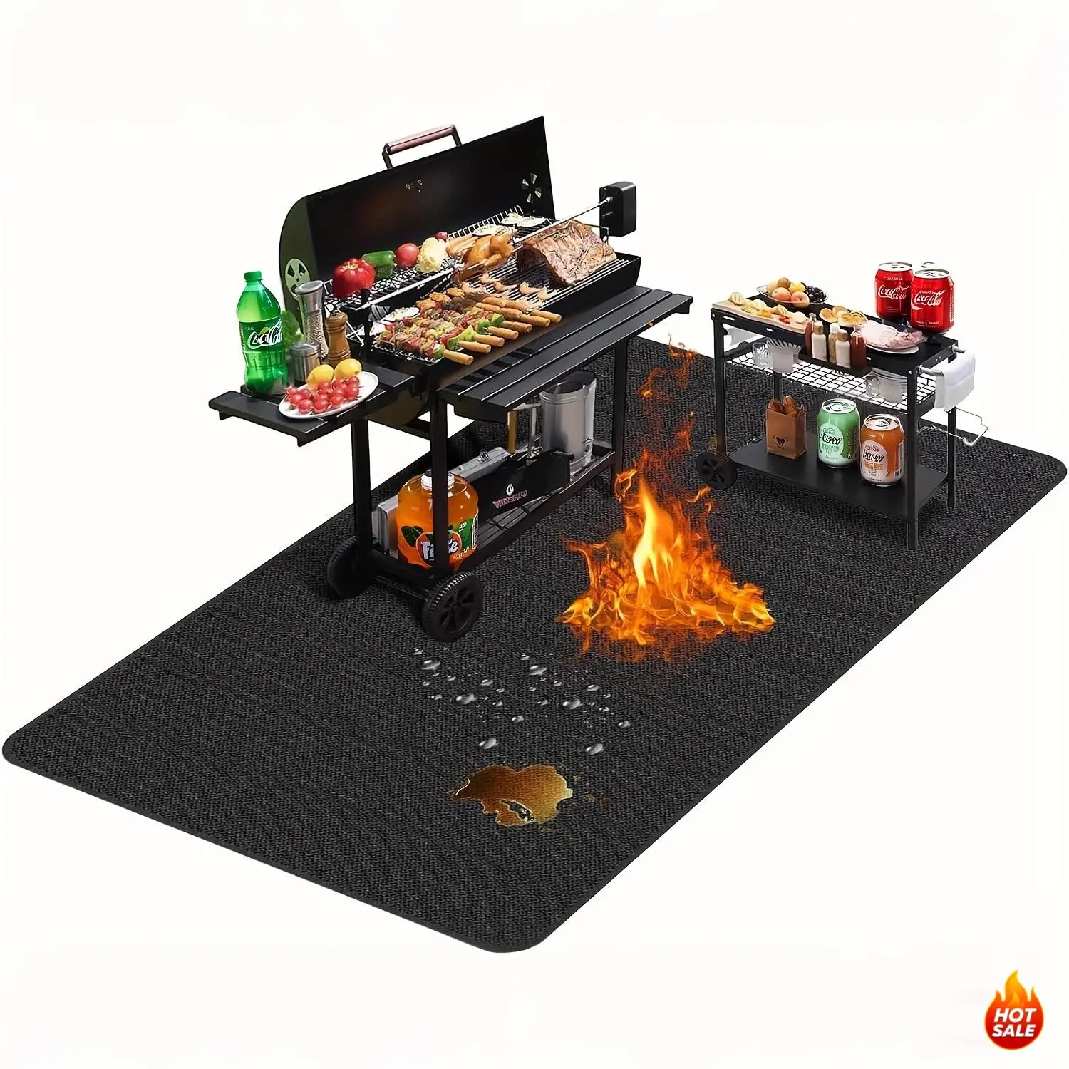Double-Sided Fireproof Heat-Resistant BBQ Grill Mat - Waterproof Oilproof Protector for Outdoor Grills, Fireplaces, Easy to Clean Multi-Size for Outdoor BBQ Enthusiasts (31x24in, 60x48in), 31*24Inch
