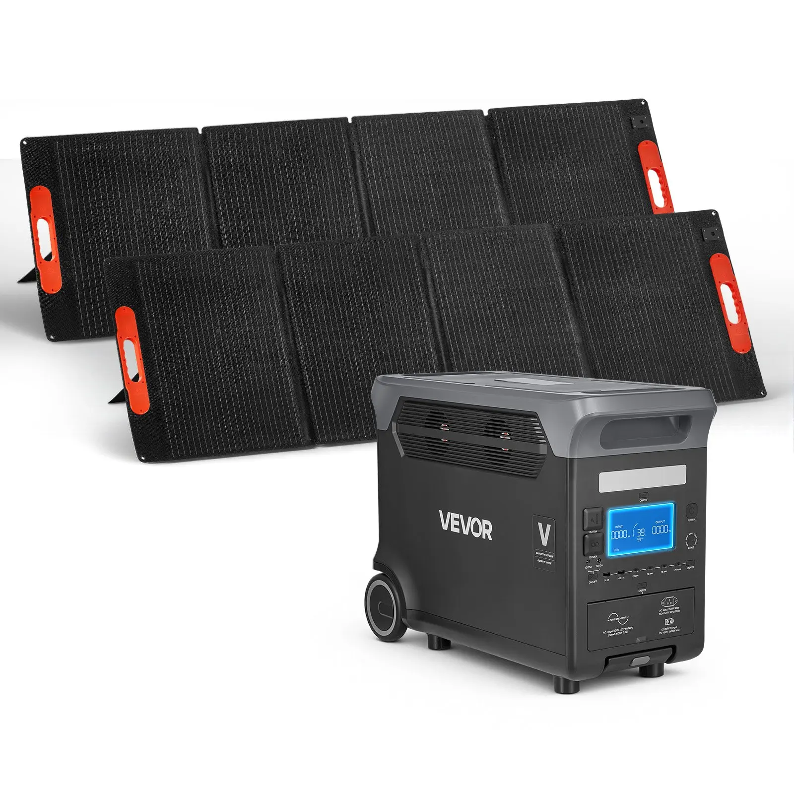 Portable Power Station with 2PCS 200W Solar Panels, 3000W Solar Generator Power Station, 3072Wh LiFePO4 Battery Backup with 15 Output Ports for for Home Emergency, Outdoor Camping, RV Travel