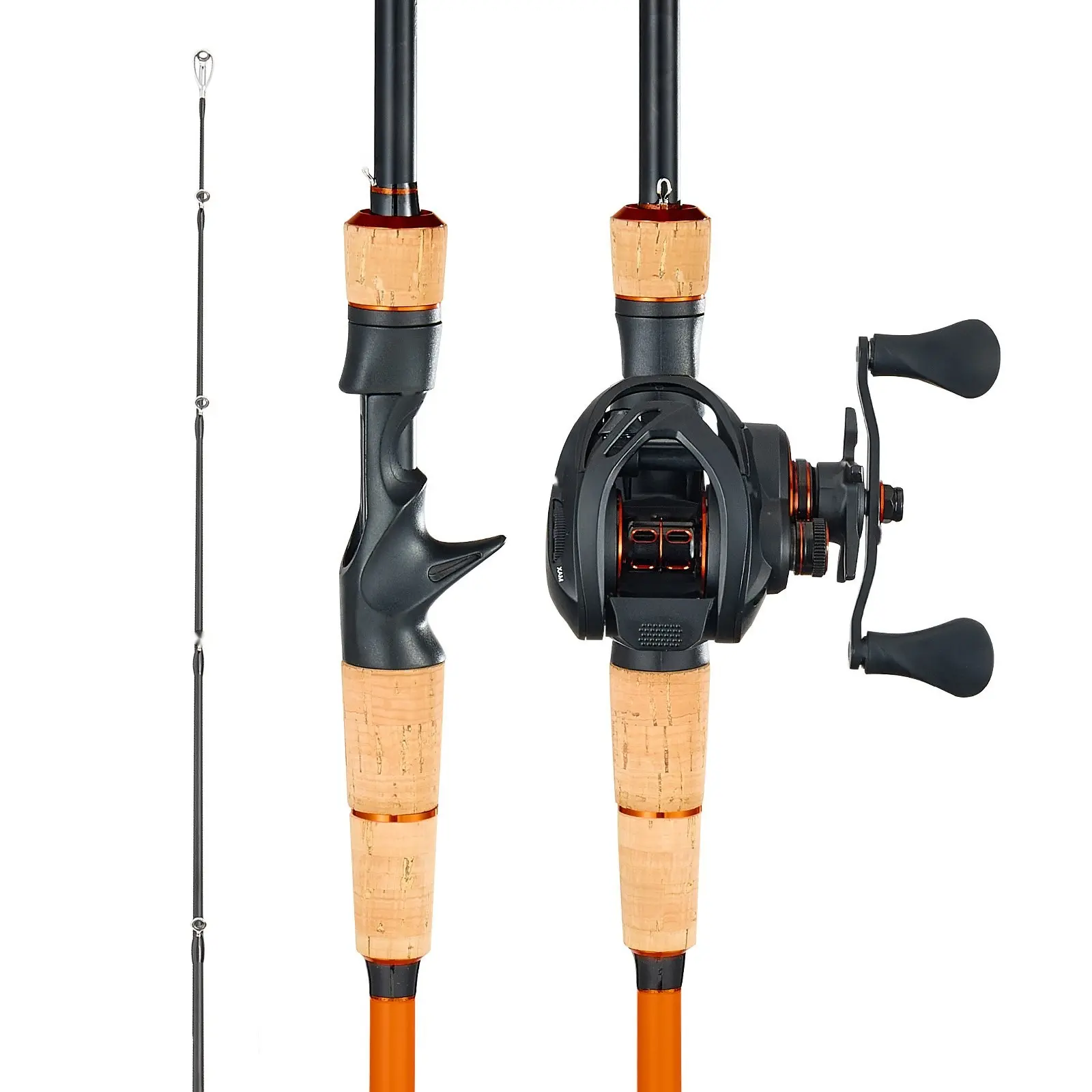 IM7 Carbon Fiber Baitcasting Rod And Reel Combo For Bass Fishing, High-Performance Rod And Reel Set With 7+1 Ball Bearings System, 7.0:1 Gear Ratio, Cork Handle, Stainless Steel Guides With Ceramic Rings, Lightweight Durable Build