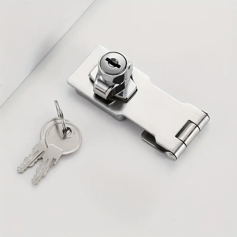 2-In-1 Locks Set with Locking Plates, Thickened Desk Filing Cabinet Locks, Wardrobe Locks, 90-Degree Snap Locks for Shops and Hotels, Zinc Alloy Lock