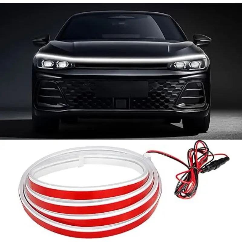 New High Brightness LED Engine Hood Light Bar Kit, Start-Scan Car LED Hood Light Universal,Dynamic Scanning White LED Lights, Flexible For Cars, SUVs, 12V Room Electrical/Hard Wiring, No Battery, Vehicle Specific Use