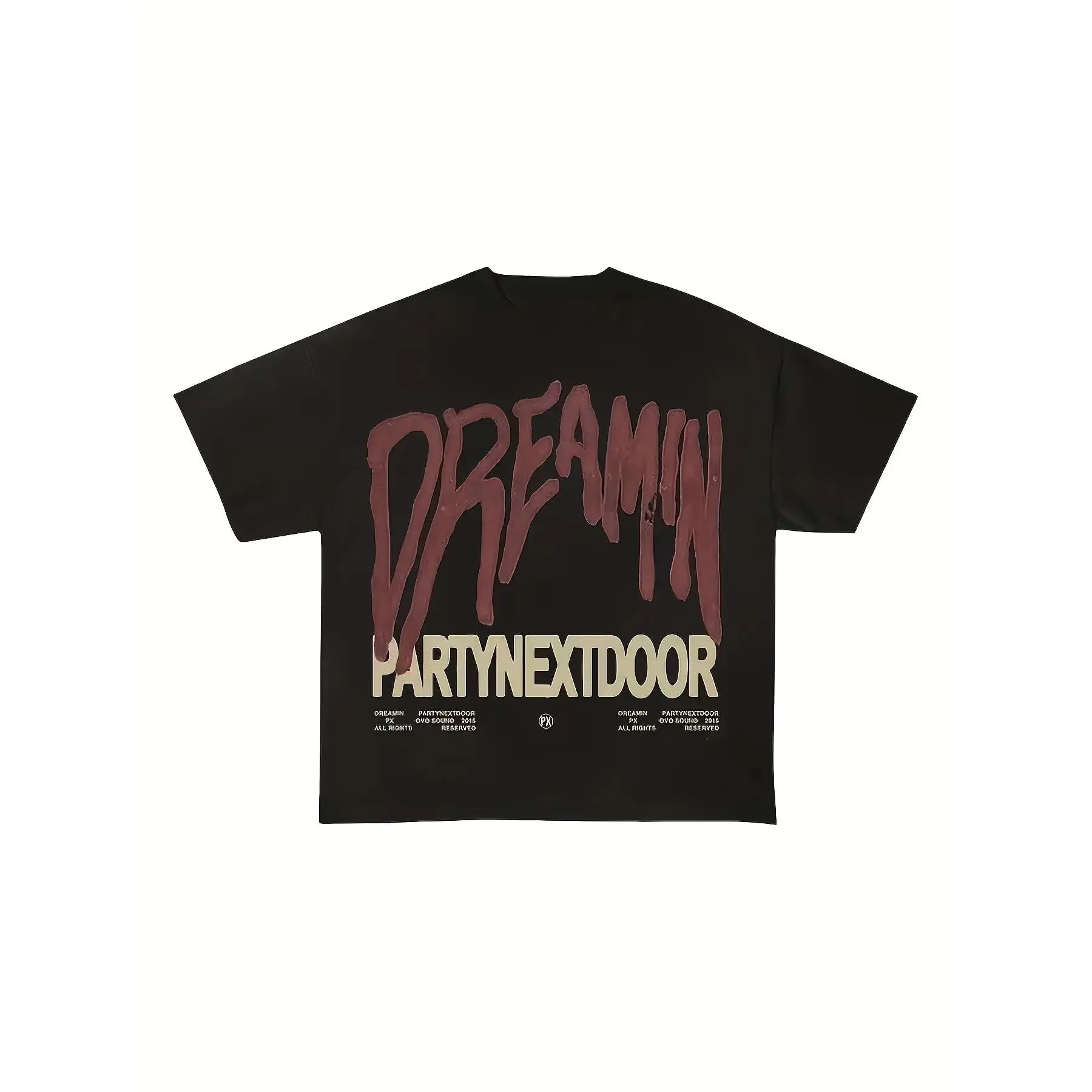 Men's PartyNextDoor Vintage Concert T-Shirt - Heavyweight PND & Dreamin Lettering Print, Round Neck Casual Streetwear Tee Suitable for Concerts and Daily Wear - Iconic Artist Merchandise Graphic tee