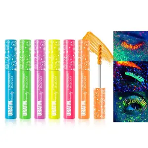 6 Colors Fluorescent Glow-in-the-Dark Colored Mascara, Volumizing, Curling, Lengthening & Long-wearing Formula, Waterproof & Sweat-resistant, Smudge-proof, Colored Lash Mascara Specially for Party, Stage and Creative Eye Makeup