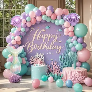 128 Piece Mermaid Theme Balloon Arch Set, Underwater World Birthday Party Decor, Shell Tail Decoration Supplies, Perfect for Celebrations