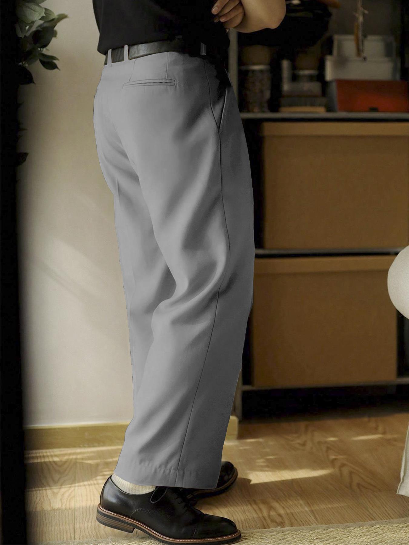 Men's Solid Color Pants without Belt, Loose Casual Comfy Straight Leg Trousers for Work Office Business, Men's Bottoms for All Seasons, Business Attire Clothes