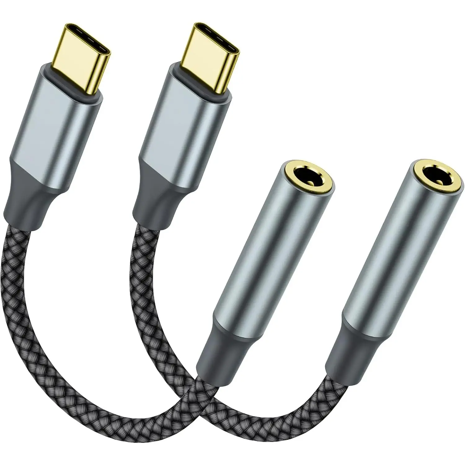 USB C to 3.5mm Headphone Jack Adapter(2 Pack), USB-C to Aux Audio Dongle  for  17 Pro Max/17 Pro, 16/15 Pro Max, 16/15 Pro, Galaxy S23-S21 Ultra, Pixel, iPad Pro, MacBook (Black)