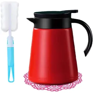Stainless Steel Thermal Coffee Carafe 30 oz Tea Pot Double Wall Vacuum Insulated with Handle and Lid Red