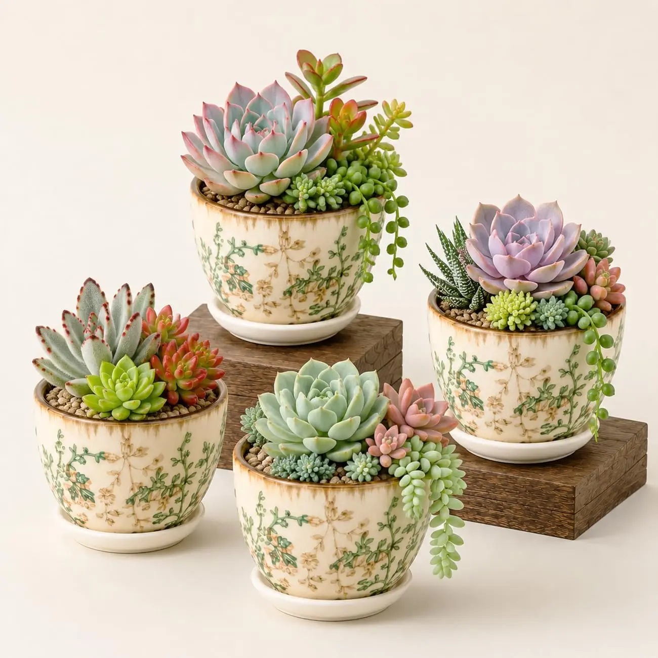 Ceramic  Pots,  Pots with Drainage Hole, 3.5 Inch Succulent Pots for , Small Indoor Flower Pots, Modern Decorative Planters for House , Garden Planters, White Green