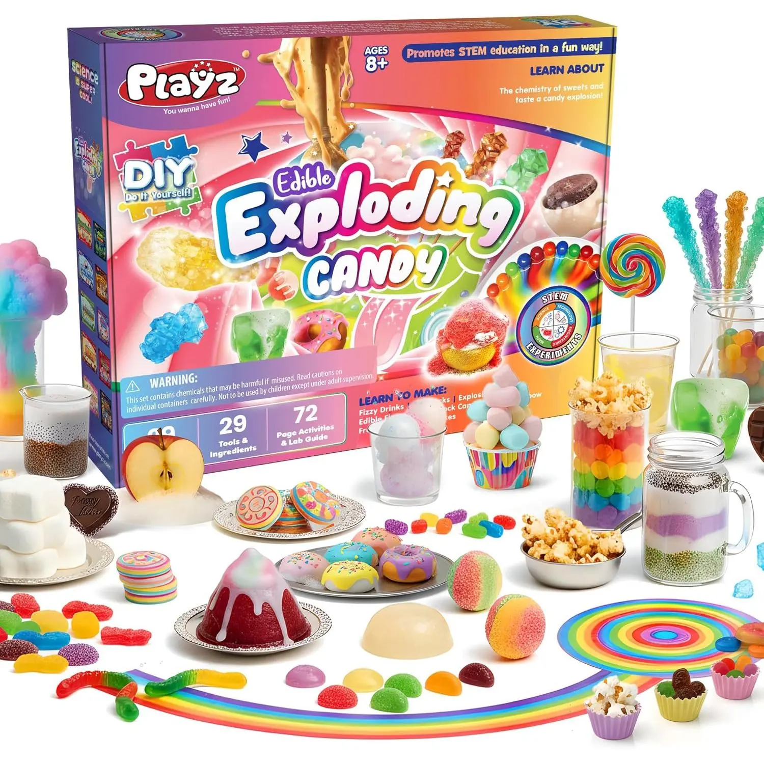 Edible Exploding Candy Making Science Kit for Kids Ages 8-12 Years Old - Food Science Chemistry Kid Science Kit with 29 Experiments, Educational Science Kits for Boy & Girls