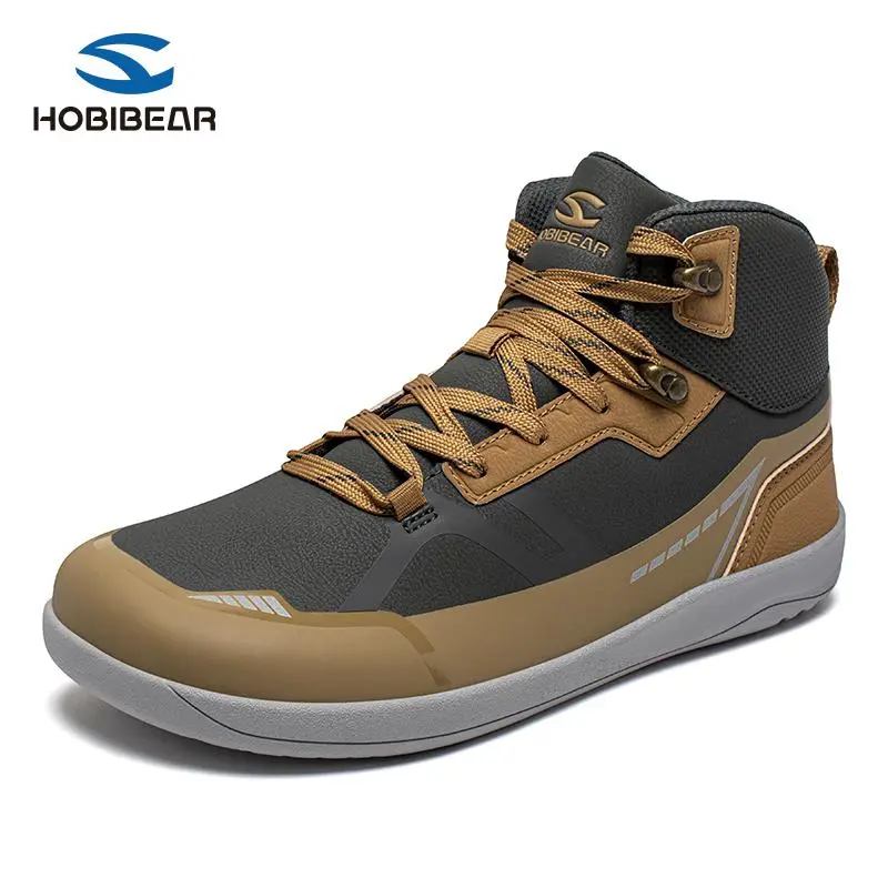 Hobibear Unisex Hight Top Wide Barefoot Boots for Mens Womens Hiking Outdoor Walking Shoes Anti-slip Trainer Sports Shoes Casual Sneaker