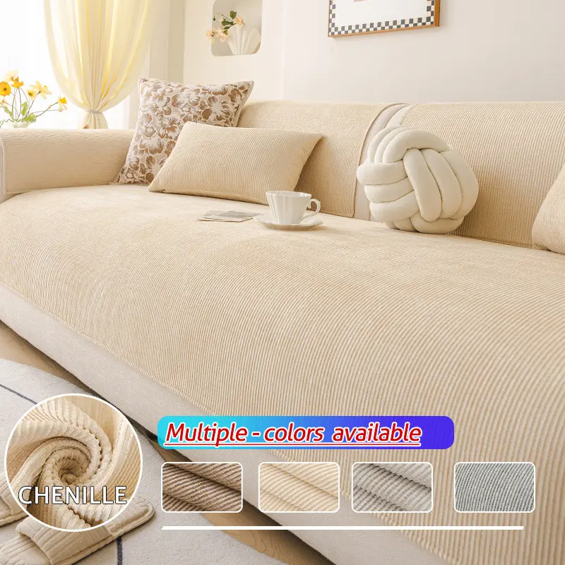 1pc Sofa Cushion Chenille Pad, All-Season Modern Reusable, Non-Slip Durable, Pet-Friendly Warm, Fits 1-4 Seat Sofas