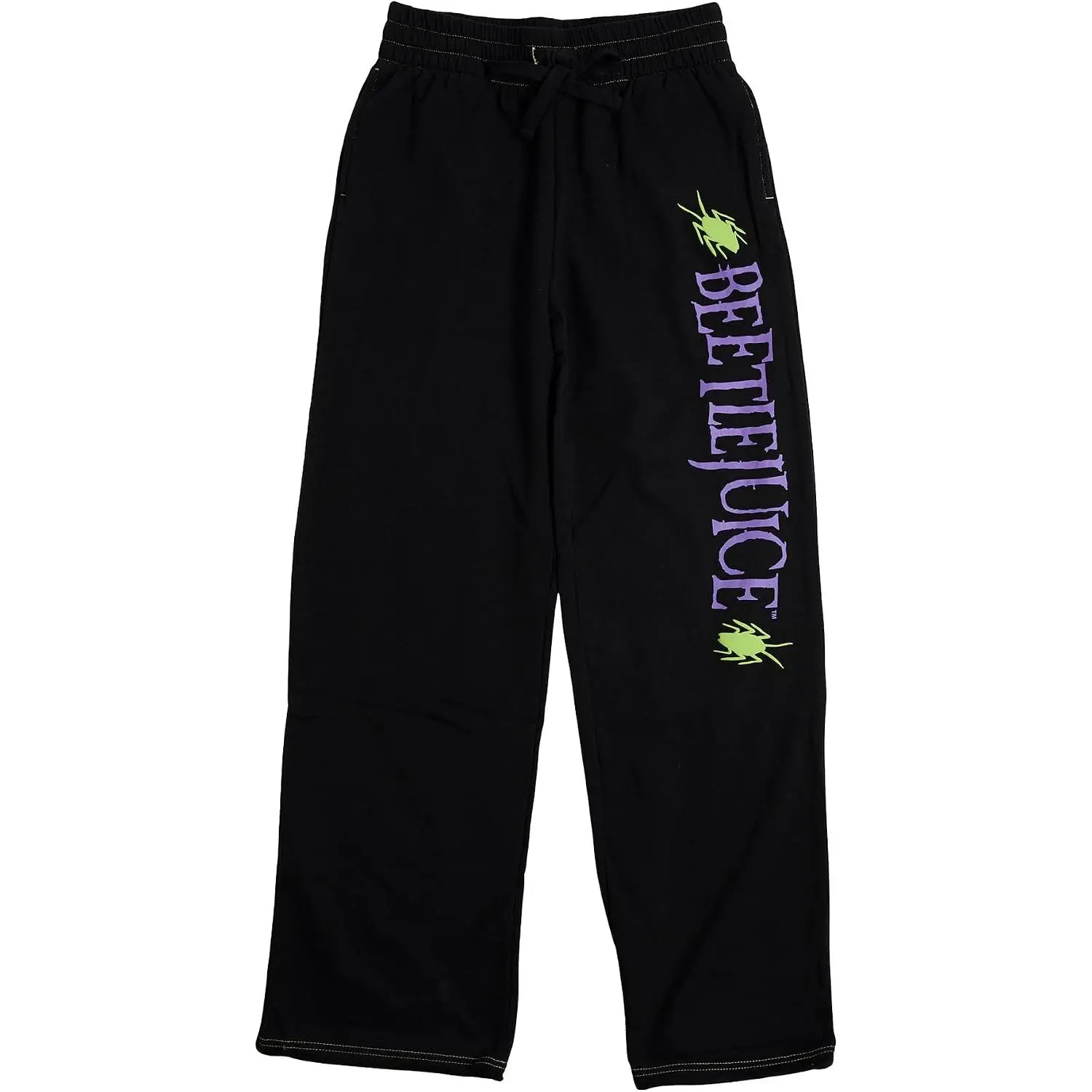 Beetlejuice Neon Green Beetles Women's Black Straight Leg Sweatpant Joggers