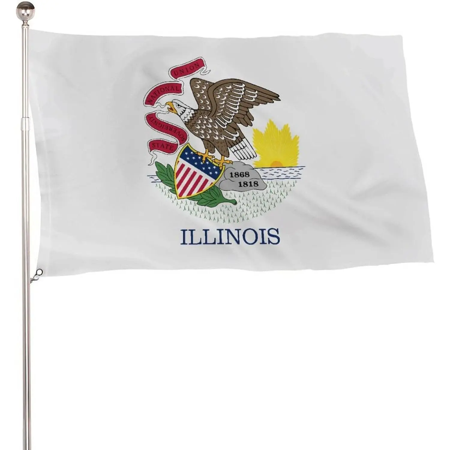 Illinois State Flag 115D Polyester 5x3 Ft with 2 Metal Eyelets