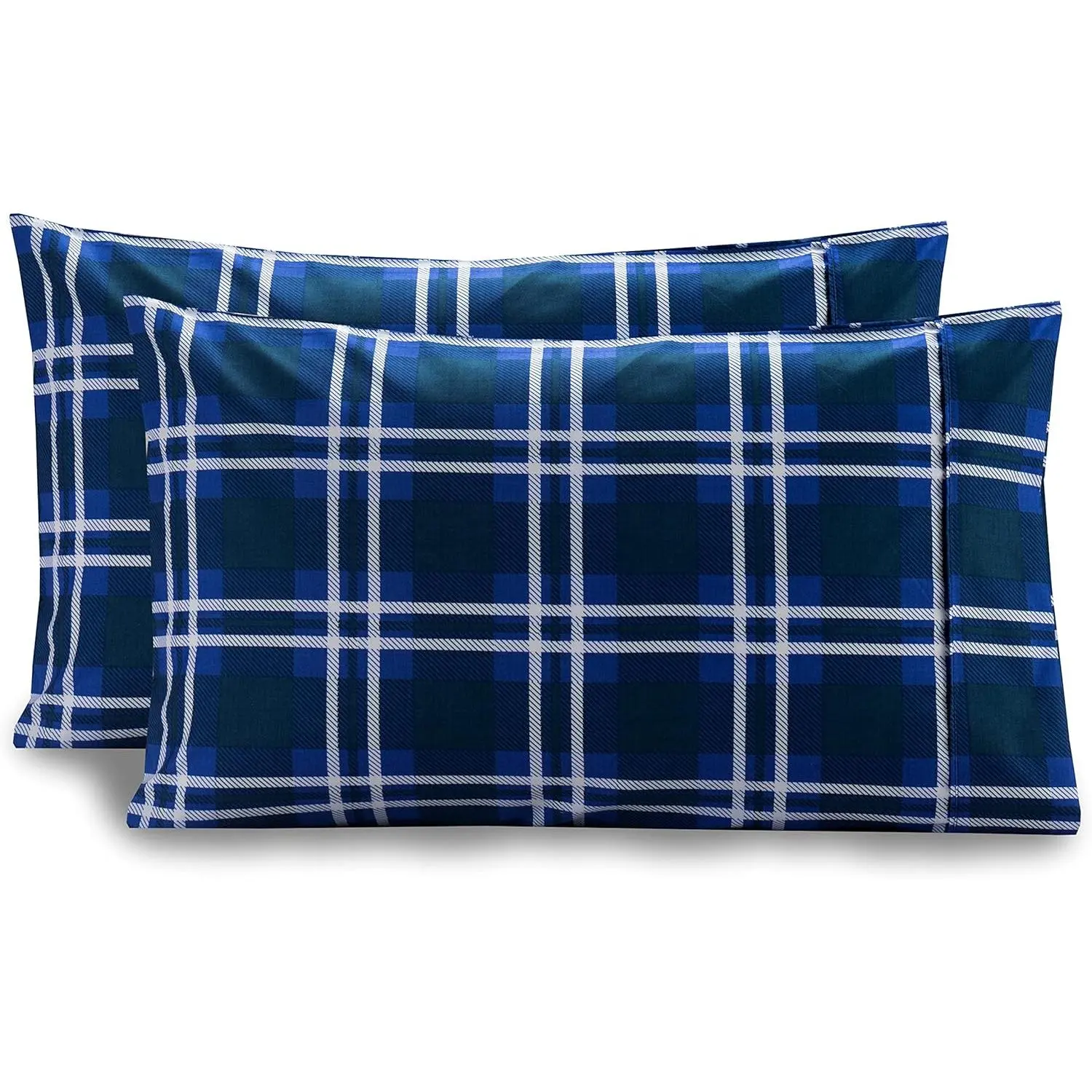 Elegant Pattern Printed Pillowcases 2-Piece Set Quality Microfiber 1500 Count - Classic Soft and Weave, Wrinkle Resistant, Queen Pillowcase, Navy