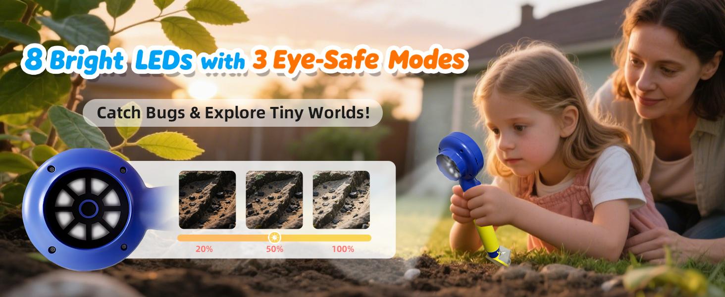 1080P Digital Microscope for Kids with Bug Catcher Kit - Handheld STEM Science Toy, Rechargeable, Portable, Supports 64GB TF Card, Educational Gift for Ages 3-12 (Blue)