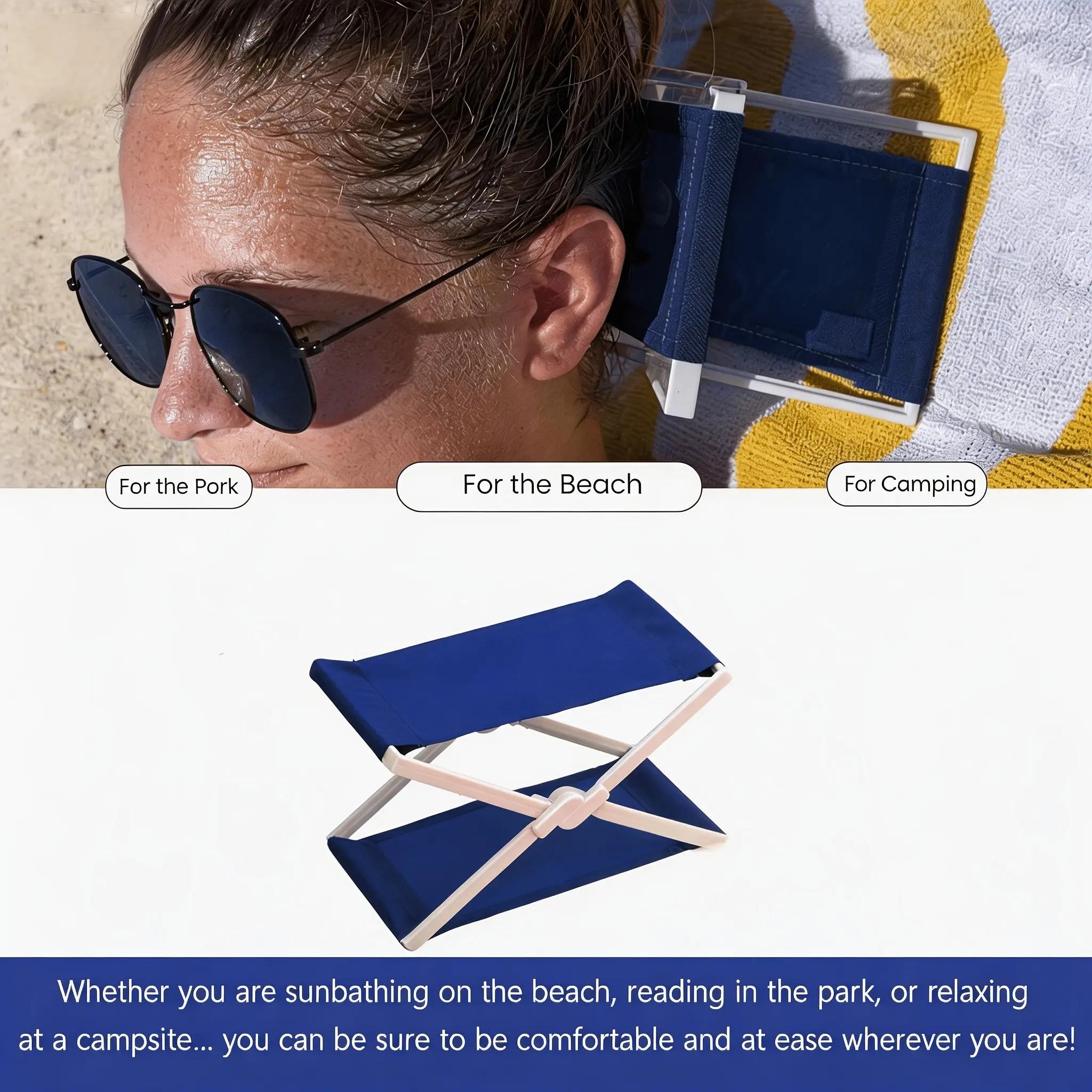 Portable Foldable Beach Pillow for Camping, Compact and Easy to Store, Ideal for Outdoor Activities, Convenient Headrest or Small Cushion
